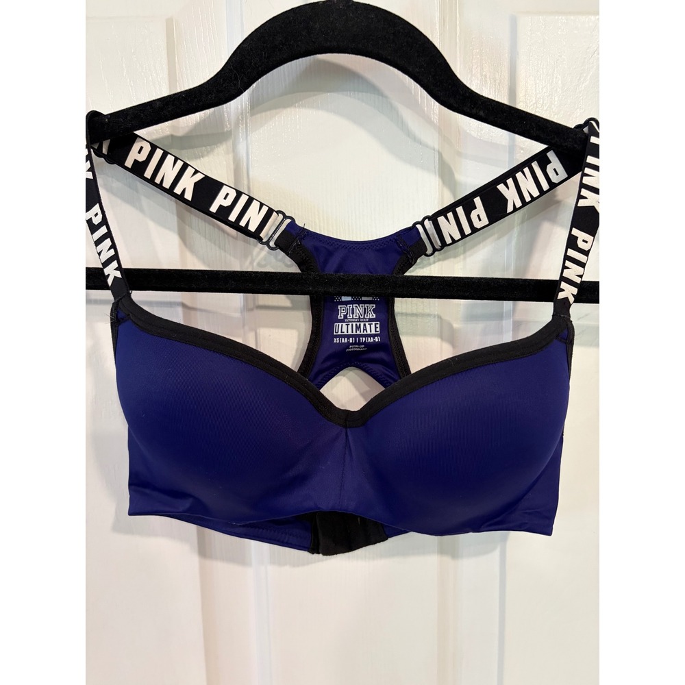 Victoria's Secret PINK Ultimate XS AA-B Push Up Sports Bra Royal Blue EUC